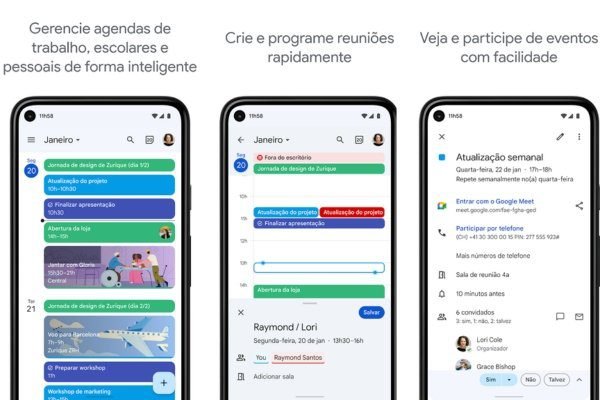 imagens do app google agenda